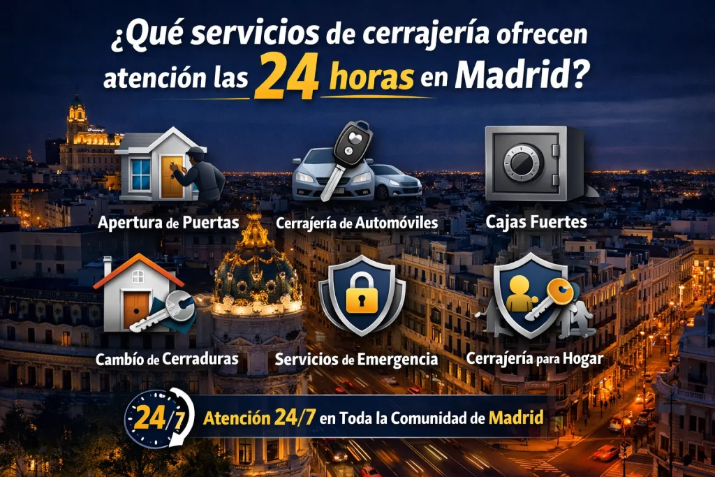 Que servicios de cerrajeria ofrecen atencion las 24 horas en Madrid 1024x683 - ¿Qué servicios de cerrajería ofrecen atención las 24 horas en Madrid?